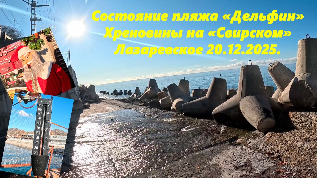 Состояние пляжа "Дельфин", хреновины на "Свирском" и температура моря! Лазаревское 20.12.2025. смотреть онлайн