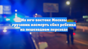 На юго-востоке Москвы грузовик насмерть сбил ребенка на пешеходном переходе