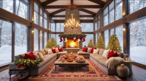 Зимнее спокойствие ❄️ Уютная атмосфера у камина с падающим снегом | Отдых, сон и учеба | 4K