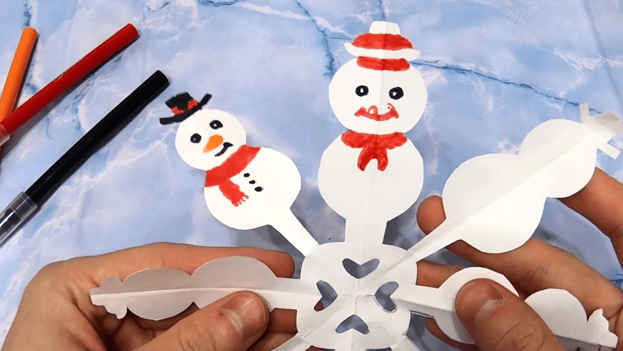 🎄 Новогодний Разноцветный Снеговик из Бумаги А4 – Идеальная Поделка для Детского Творчества!