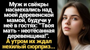 ИСТОРИИ ИЗ ЖИЗНИ/Муж и свёкры насмехались над моей деревенской мамой, будучи у неё в гостях, а утром