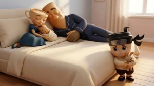 Балерина Капучино и Тунг Тунг Сахур не замечают малыша.