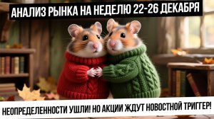 Анализ рынка на неделю 22-26 декабря. Рынок РФ ждет новостной триггер! Рубль! Газ сделает отскок?