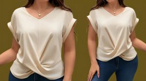 Блузка с завязанным узлом своими руками.  Простой мастер-класс по созданию выкройки и шитью