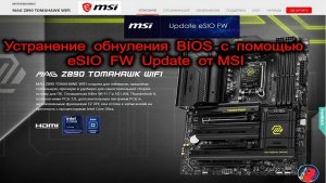 Устранение обнуления BIOS на MSI MAG Z890 TOMAHAWK WIFI. Прошивка eSIO FW от MSI.