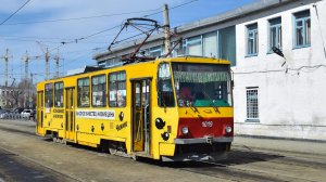 Трамвай Tatra T6B5SU-1019 с родным преобразователем. Покатушки по Барнаулу.