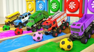 Мультяшки про машинки пожарная машина, школьный автобус против высокого моста детские стишки и песни