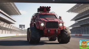 МУЛЬТФИЛЬМ ДЛЯ ДЕТЕЙ, Котенок вместе с молнией маквин выигрывает динозавра в гонках