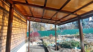 НАВЕС К ДОМУ ИЗ СОТОВОГО ПОЛИКОРБОНАТА!