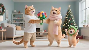 Рыжий котенок и папа-кот тайно готовят особый подарок для мамы-кошки. Трогательная история