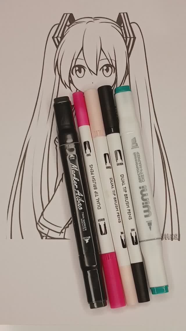 Hatsune Miku Coloring ✏️ | Cute Anime Art Speedpaint Shorts#coloring #art #hatsunemiku #shortsvideo