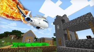 ЭТОТ САМОЛЁТ СЕЙЧАС УПАДЁТ И УНИЧТОЖИТ ЭТУ ДЕРЕВНЮ ЖИТЕЛЕЙ В МАЙНКРАФТ _ Компот Minecraft (360p)