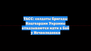 ТАСС: солдаты бригады Нацгвардии Украины отказываются идти в бой у Нечволодовки