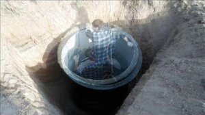 Монтаж пластикового кессона, очистного сооружения и водопровода при высоком УГВ от Септик профи