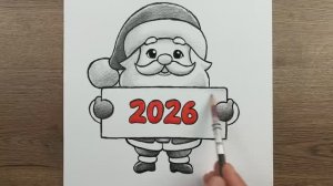 Как нарисовать новогодний рисунок 2026 карандашом -  разбор по рисованию Санта-Клауса / Деда Мороза