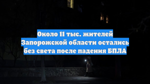 Около 11 тыс. жителей Запорожской области остались без света после падения БПЛА