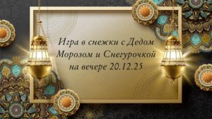 Играем в снежки с Дедом Морозом и Снегурочкой 20.12.25