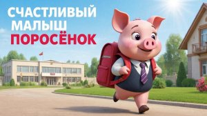 Мультфильм для детей. Поросёнок идет в школу