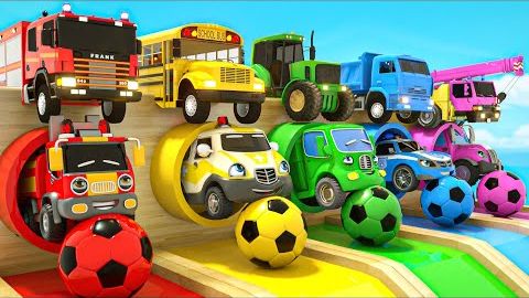 Детская машинка соскакивает с горки - Колеса в автобусе - Детские стишки и песенки для малышей смотреть онлайн