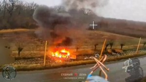 🇺🇦🔥Прожарка транспорта ВСУ в Харьковской области. Погоня за пикапом, лобовое столкновение…🔽🔽🔽