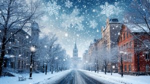 Зимнее утро и город застыл от мороза