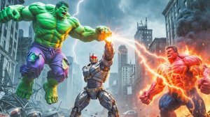 Халк и красный Халк против Железного человека.