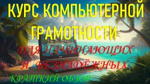 КОМПЬЮТЕРНЫЙ КУРС ДЛЯ НАЧИНАЮЩИХ И "БЕЗНАДЁЖНЫХ". КРАТКИЙ ОБЗОР