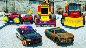 Сержант Лукас, чудовищный водовоз, комбайн, спортивная машина - мультик "Герои города