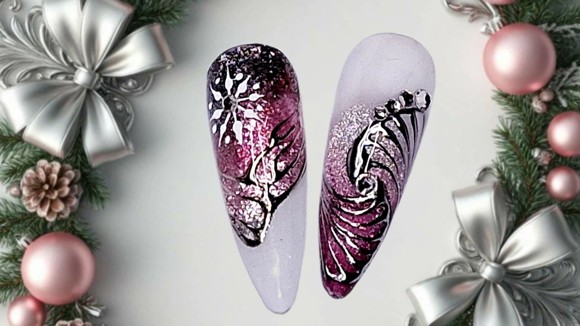 Стильный новогодний нейл-арт. МК смотреть онлайн