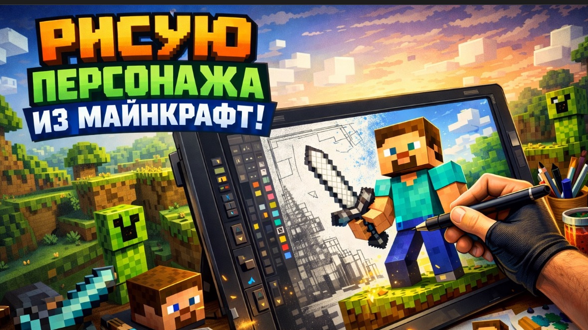 Нарисовала персонажа из Майнкрафт! смотреть онлайн