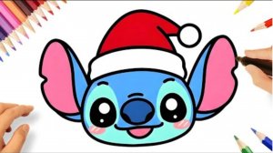 КАК ПРОСТО НАРИСОВАТЬ НОВОГОДНЕГО СТИЧА 🎅