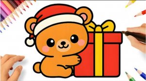 КАК НАРИСОВАТЬ ПРОСТОГО МИЛОГО ПЛЮШЕВОГО МЕДВЕДЯ 🧸🎅