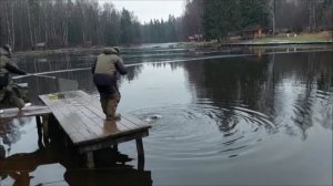 Поимки форели на блёсны. Клёвое место, Лосиный остров, верхний водоём.