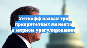 Уиткофф назвал три приоритетных момента в мирном урегулировании