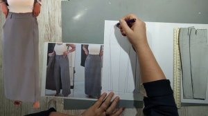 Моделирование. На основе брюк делаем запах на юбку. Выкройка № 1910.