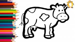 Мультик - раскраска для детей КОРОВА. Учимся как рисовать ЖИВОТНЫХ вместе с детьми // ОБУЧАШКА ТВ