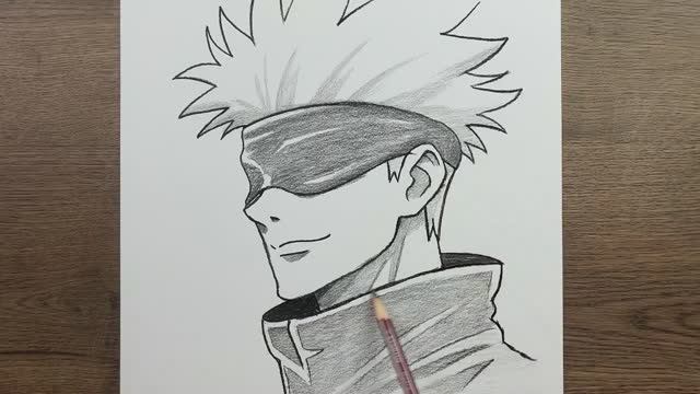 Простой рисунок в стиле аниме карандашом. Как нарисовать Годзё Сатору в стиле аниме шаг за шагом