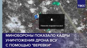 Минобороны показало кадры уничтожения дрона ВСУ с помощью "Веревки"
