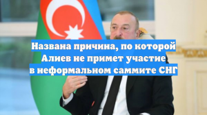 Названа причина, по которой Алиев не примет участие в неформальном саммите СНГ