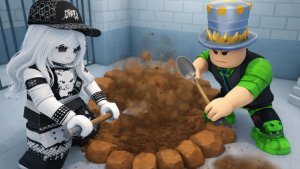 ПОЧТИ сбежали из ТЮРЬМЫ в РОБЛОКС но у меня сломалась ЛОЖКА! Папа и Подруга ПОБЕГ ОББИ!