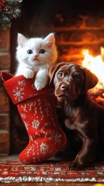 продолжаем серию новогодних видео - щенята и котята встречают НГ.mp4 смотреть онлайн