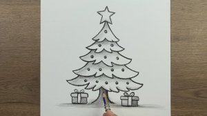 Как легко нарисовать рождественскую Елку карандашом : пошаговая инструкция новогоднего подарка