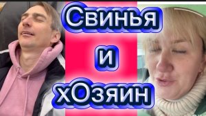 Свинья и хОзяин🤣Топчется на одном месте🤦♀️из пустого в порожнее 😂Деревенский дневник.