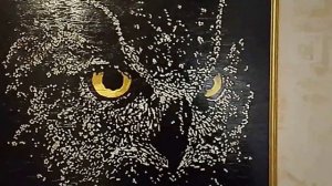 Большая картина стразами Сова