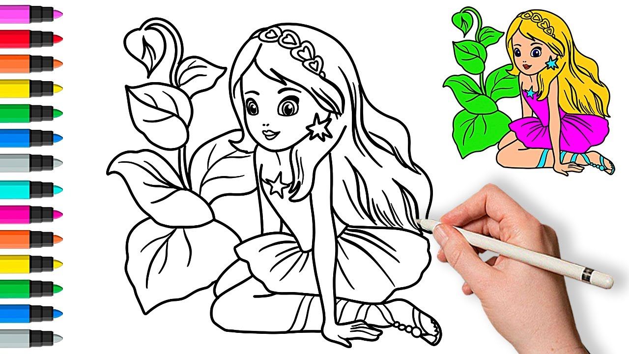 ️ Как нарисовать красивую девочку. Рисунок и раскраска #рисунок #раскраска #длядетей