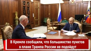 В Кремле сообщили, что большинство пунктов в плане Трампа России не подойдут