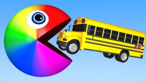 Мультяшки про машинки - Учим цвета с Уличным Транспортом и ПАКМАНОМ - Сюрприз Мячик для Футбола