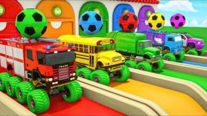 Песенка про акулёнка — прыгающие грузовики-монстры в красочном Босэйне — детские песенки