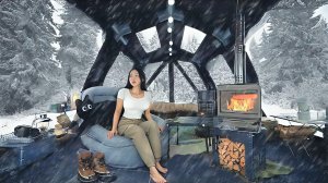 Кемпинг в сильный снегопад в двух комнатной палатке. Кемпинг и бушкрафт