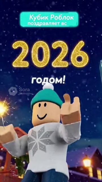 С Новым годом 2026 от Кубика Роблокс!  Осталось 8 дней!